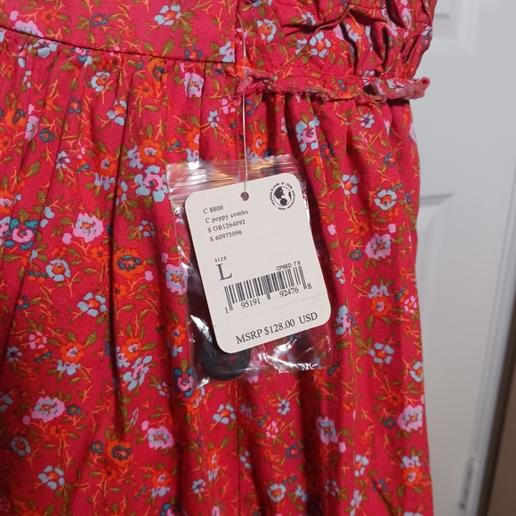 NWT Free People Cottage Core Floral Short Dress Smocked Front Poppy Combo - Picture 14 of 14